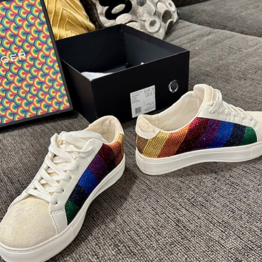 Kurt Geiger  London!  Laney Strip Crystal Suede Sneakers!